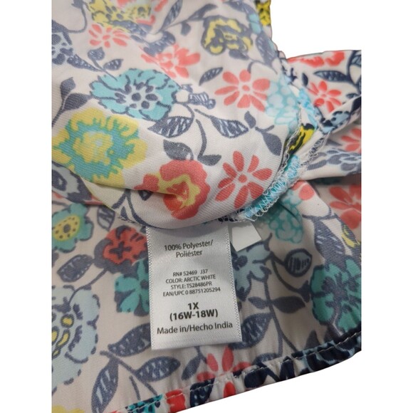 Terra & Sky Womens Top Size 1X Ruffle Sleeve Off Shoulder Floral - Picture 8 of 8